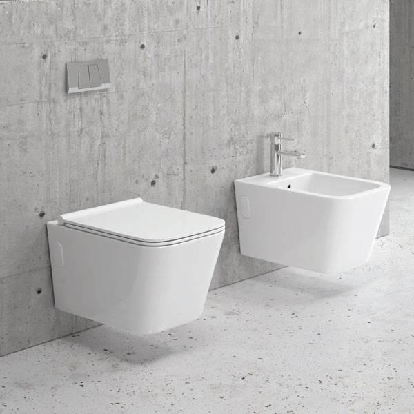 Vas WC suspendat KARAG, LT 057E-R cu capac soft close inclus, rimless