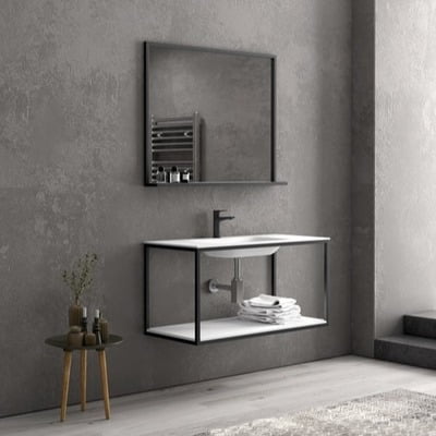 SET MOBILIER BAIE NEW 100 BASE INOX 100x46x50 CU LAVOAR ELOISE 100 INCLUS