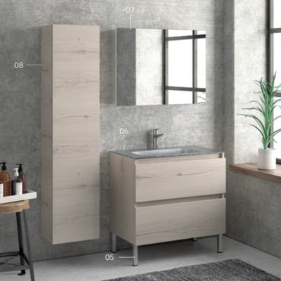 SET MOBILIER BAIE KARAG TODAY 60CM TITANO 2902 CU 2 SERTARE SOFT CLOSE + LAVOAR LT 7506-60