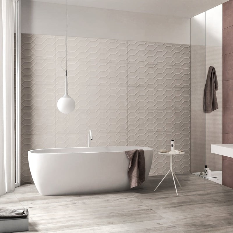 Faianta RAGNO by MARAZZI, RESINA BIANCO STR BEE 3D RETTIFICATO 8mm 40X120, R79M, mp/cutie 2.4