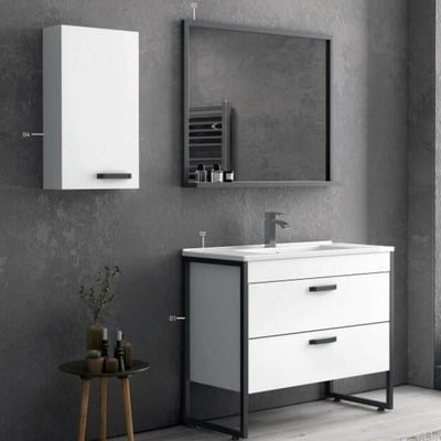 SET MOBILIER BAIE KARAG IKAROS 100 BASE CU 2 SERTARE SOFT CLOSE LACCATO 97.5X45X85 CU LAVOAR ETNA 100 INCLUS