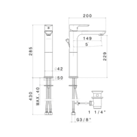 BATERIE LAVOAR VEMA, SLATE V14020/F0.202 MATT BLACK BATERIE LAVOAR VEMA, SLATE V14020/F0.202 MATT BLACK