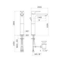 BATERIE LAVOAR VEMA, SLATE V14020/F0.202 MATT BLACK