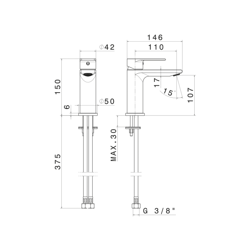 Baterie lavoar VEMA, V16011/F0.202 TIMEA matt black