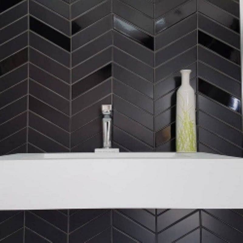 Faianta EQUIPE, CHEVRON WALL BLACK MATT LEFT 18.6x5.2, 23357, mp/cutie 0.5