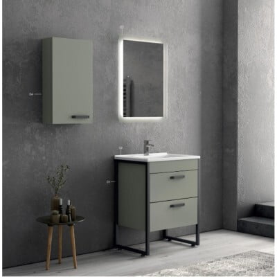 SET MOBILIER BAIE KARAG, IKAROS 100, BASE CU 2 SERTARE SOFT CLOSE, LAVOAR ETNA 1100, OGLINDA SI CORP SUSPENDAR , INCLUSE, GRIGIO FERO